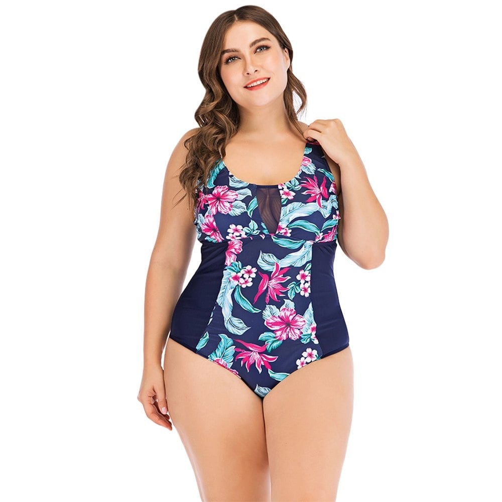 SOLD Tropical Flower Print Plus Size Swimwear READ BIO - Picture 1 of 8